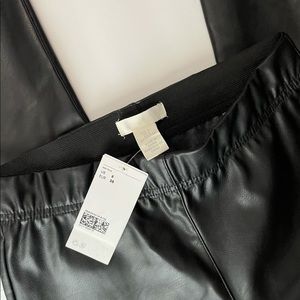 H&M Vegan Faux Leather Black Leggings NWT